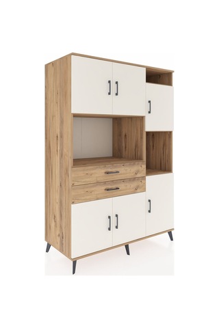 Kronos Dolap 9 Raflı 2 Çekmeceli 6 Kapaklı 132x59x195 Çam-aytaşı/çam Aytası/atlas Çam - Atlas Çam