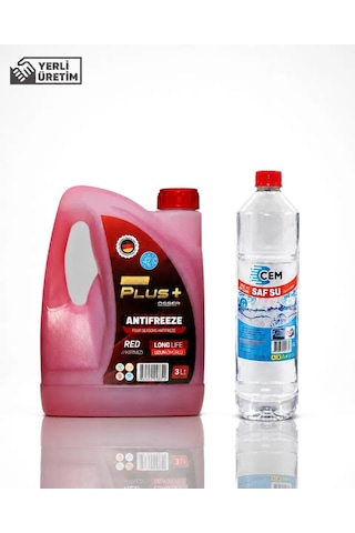 Cem Car Care Saf Su Ütü Ve Akü Suyu 1 Lt , Osser Power Plus Antifriz 3 Lt Kırmızı -42 Derece