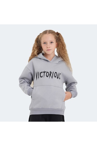 Slazenger LEXUS Çocuk Kapüşonlu Cepli Taş Gri Sweatshirt