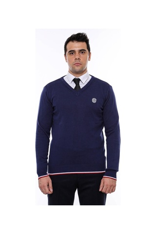 Wessi V Yaka Slim Fit Triko - Lacivert