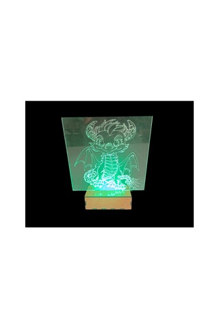 Şeffaf İlizyon Led Gece Lambası Sevimli Dinazor Görseli 16x18 Cm Çok Renkli Çok Renkli