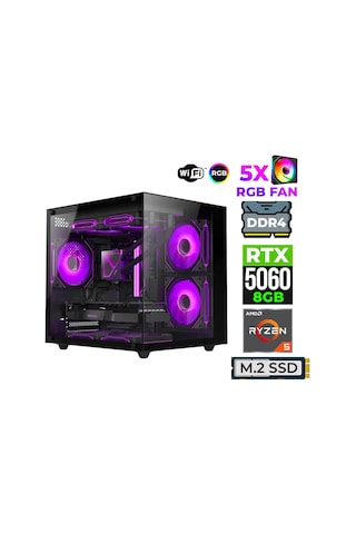 Xaser Astra X150 R5-5600X 32 GB Ram 1 TB M.2 Nvme SSD 8 GB RTX5060 Free Dos Masaüstü Oyuncu Bilgisayarı