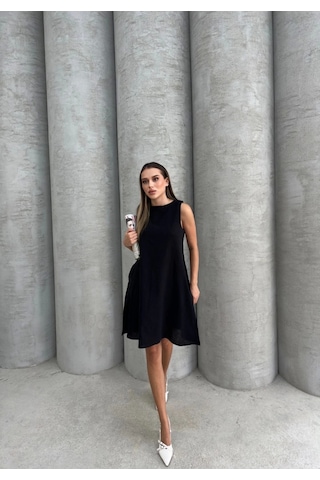 Çan Kısa Elbise Siyah