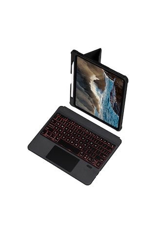 Apple Uyumlu iPad Pro 11 4 Nesil Kılıf Led Işıklı Magnetik Standlı Klavyeli Kılıf A2435 A2759 A2761 A2762