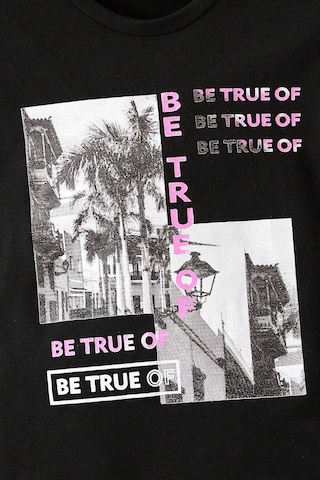 Uyguntarz Çocuk True Of Baskılı Pamuklu Tshirt Siyah