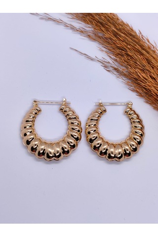 Sapphire Store Gold Renk Özel Tasarım Halka Küpe Altın