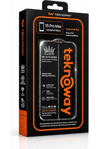 Teknoway İllede Apple Uyumlu iPhone 15 Pro Max Ekran Koruyucu Tam Kaplama Şeffaf