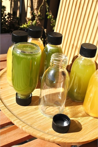 10 Adet Cam Şişe 125 Ml Detoks Gınger Shot Şişesi Detox Meyvesuyu Siyah
