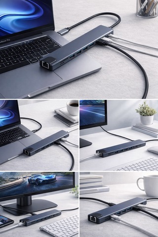 Usb-c Hub 10in1 Hdmı Rj45 Ethernet 100w Pd Usb 3.0 Sd/tf