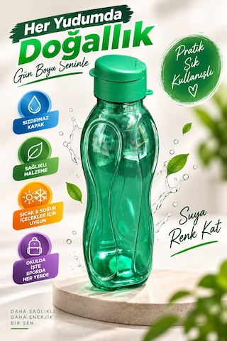Su Matarası 750 Ml Koyu Yeşil Suluk Su Şişesi Okul Spor Tüm Renkler
