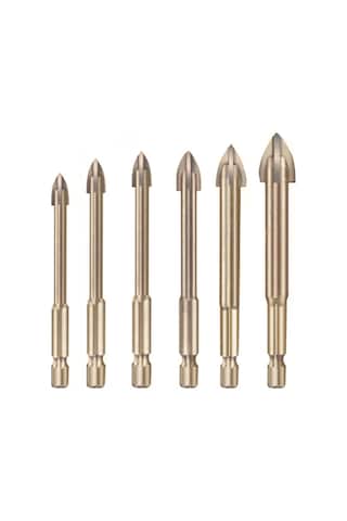 Kangvka Çelik Karbür Çok Amaçlı Matkap Ucu Seti, Cam, Seramik, Tuğla, Ahşap Delme İçin 6 Adet 5+6+6+8+10+12 Mm