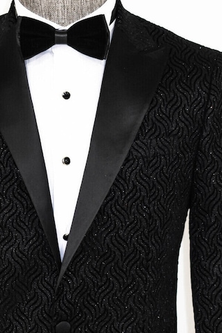 Wessi Simli Deseni Siyah Erkek Smokin Ceketi Siyah