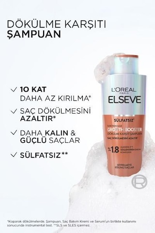 Elseve Growth Booster Dökülme Karşıtı Rutin Şampuan + Saç Bakım Kremi + Saç Derisi Serumu