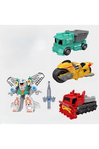 City Transformers Series 4'ü 1 Arada Dönüşümlü Robota Dönüşen Araçlar Eğlenceli Oyuncak Seti