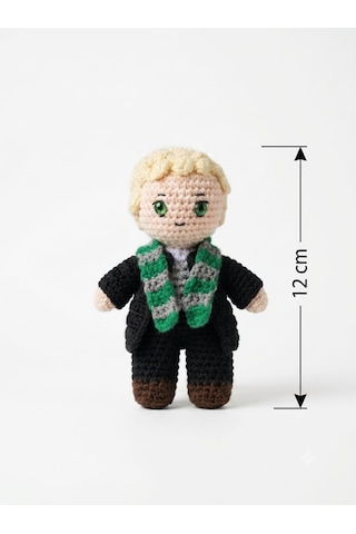 Okulun Cübbeli Sarı Saçlı Büyücü Amigurumi Örgü Oyuncak - Film Karakteri Hediyelik Figür 12 cm