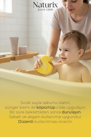 Pudra Kokulu Ördek Görünümlü Süngerli Çocuk Sabunu 130 Gr Çiçekli