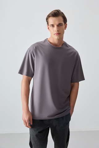 Air Jones Tommy Life Koyu Gri Pamuklu Kalın Yumuşak Dokulu Oversize Fit Basic Erkek T-shirt - 88377 Koyu Gri