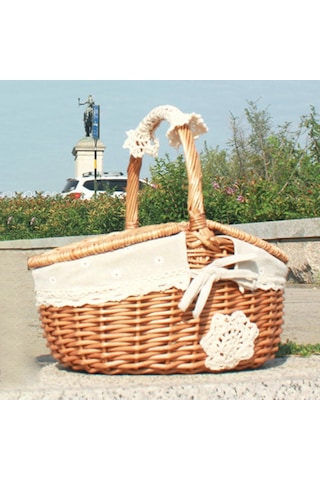 Cbtx Açık Dokuma Piknik Sepeti Pamuk Keten Kumaş Hasır Örme Battaniye Kapaklı Ev Depolama Kutusu, Boyut: S - Papatya