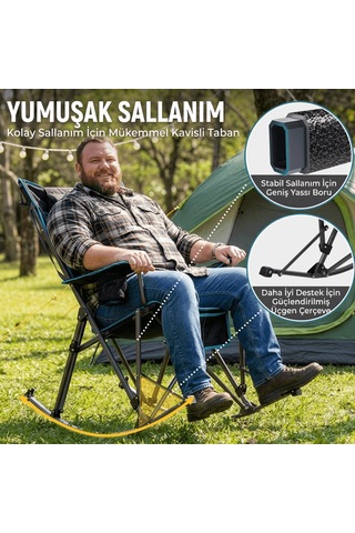 Fundango Cozy Rocking Chair Sallanan Katlanır Kamp Sandalyesi Black Siyah