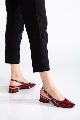 Suins Shoes Suins Christa Model Kadın Orta Topuklu Kroko Ayakkabı Bordo