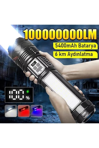 Valkyrie Şarjlı El Feneri 5400mah 30w 9 Mod Powerbank Özellikli 6km Aydınlatma Siyah