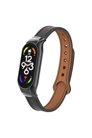 Xiaomi Mi Band 7 Uyumlu Krd-68 Deri Mkst Kordon-siyah