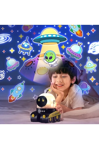Buğz Çocuklar Için Eğitici Ve Eğlenceli Robot Temali Projektör Gece Lambasi