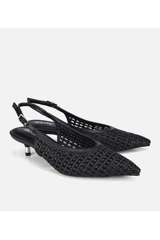 Hotiç Kadın Siyah Örgü Detaylı Mini Topuklu Stiletto 01ayh320790a100 01ayh320790a100