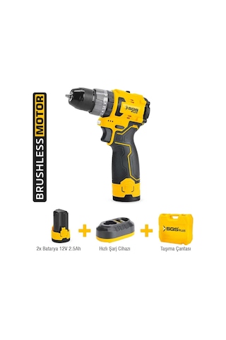 Sgs SGS5081 12 V 2 2.5 Ah Kömürsüz Motor Akülü Darbeli Vidalama Seti