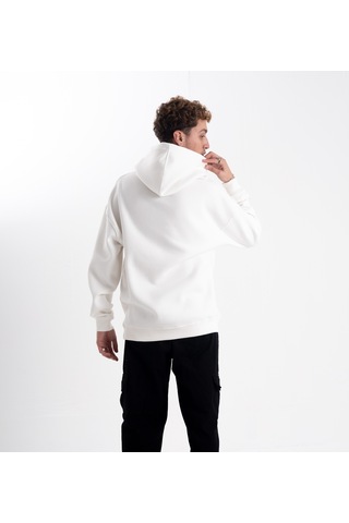 Unisex Jordan Logo Baskı Kapşonlu Sweatshirt Beyaz