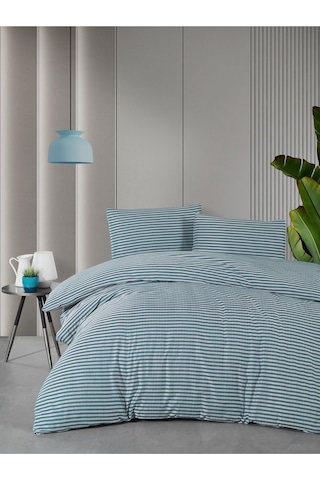 Mystory Home Lastikli Çarşaflı Çift Kişilik Nevresim Takımı Saten Yeşil