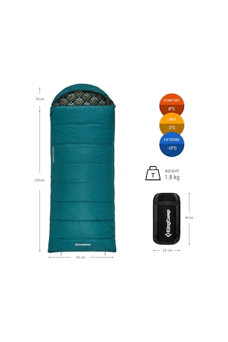 Kingcamp Superior 300 Xl -13 Derece Geniş Uyku Tulumu Koyu Yeşil