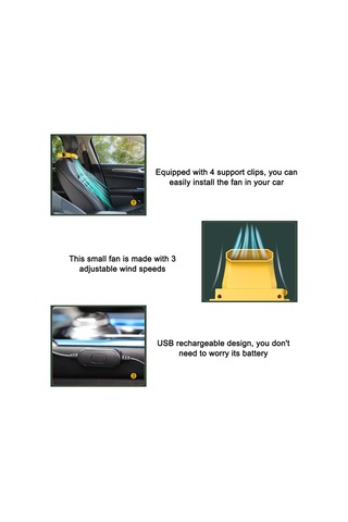 Hallow K20330B Taşınabilir Araba Arka Koltukları Soğutma Vantilatörü Siyah