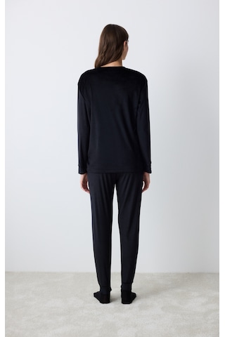 Penti Black Fuzzy Solid Siyah Pantolon Pijama Altı Siyah Siyah