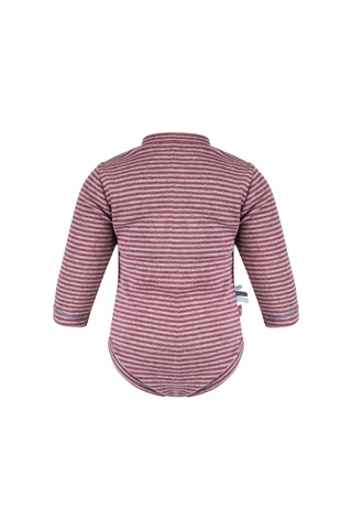 Organicera Organik Uzun Kollu Kimono Bebek Body, Çizgili , Bordeaux Melange Bordo