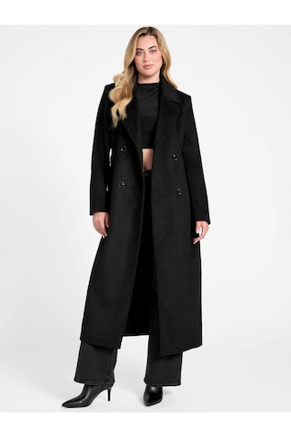 Guess Lorenza Kadın Siyah Yün Karışımlı Kaban W5bl21wgvr2-jblk Siyah