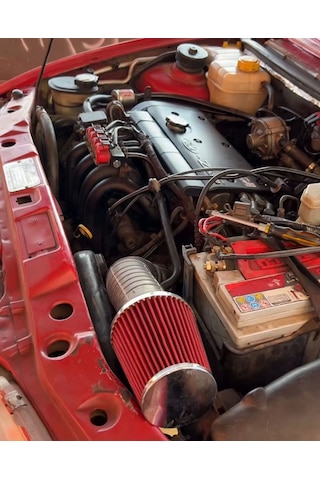 Ford Escort Uyumlu Spor Açık Hava Filtresi Krom Başlı Kırmızı Renk