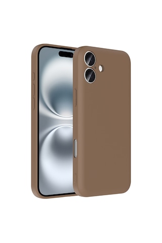 Apple Uyumlu iPhone 16 Plus Kılıf Kamera Korumalı Kartlık Hazneli Zore Vitra Kapak Kahverengi