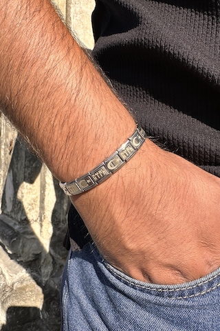 Ay Yıldızlı Göktürkçe Türk İtalyan Charm Unisex Çelik Bileklik Scb60 Beyaz
