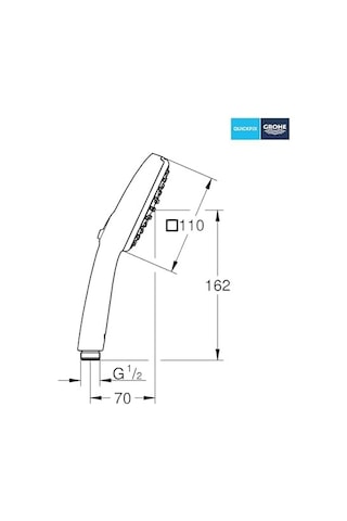 Comfort 110 El Duşu, 2 Akışlı Yağmur & Jet , Smartswitch, 110mm Kare Duş Başlığı, Kireç Önleyici Sistem, Krom, 26925001
