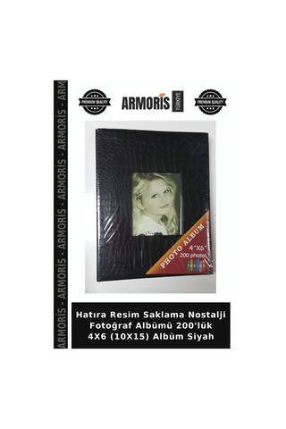 Hatıra Resim Saklama Nostalji Fotoğraf Albümü 200'lük 4x6 10x15 Albüm Siyah