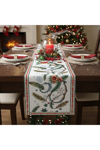 Yılbaşı Temalı Dijital Baskılı Runner Örtüsü Christmas 40x140 Cm Yılbası6