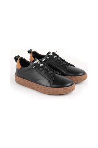 Libero L077.2684 Hakiki Deri Hafif Poli Taban Bağcıklı Kadın Casual Sneaker Ayakkabı 26y Siyah