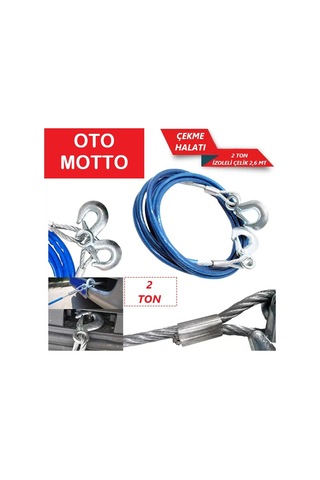 Oto Motto Çekme Halatı 2 Ton Çelik İzoleli 2,6 Mt 8 Mm