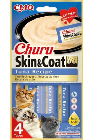 Ciao Churu Cream Cilt ve Tüy  Ton Balıklı Sıvı Kedi Ödül Maması 14 G 4'lü