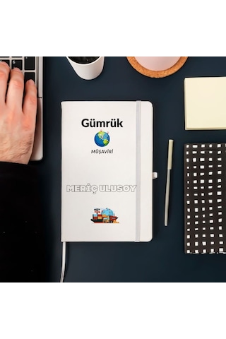 Gümrük Müşavirlerine Özel Kişiye Özel Deri Kapak Hediyelik Defter Beyaz