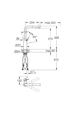 Grohe Eviye Bataryası Spiralli 2 Fonk Essence Hard Graphite - 30504a00 Antrasit