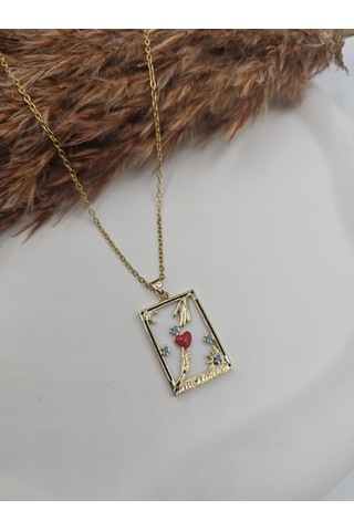 The Lovers Taror Kartı Çelik Kolye Altın