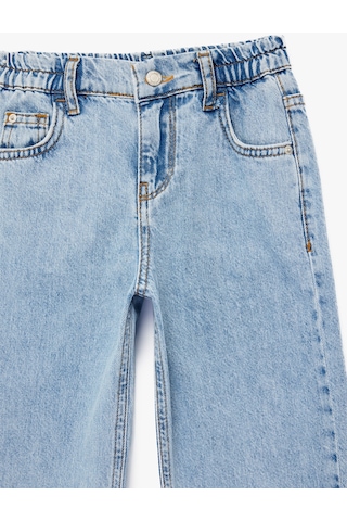 Koton Pamuklu Cepli Rahat Kalıp Düğmeli Balon Form Denim Pantolon Orta İndigo 6smb40014td İndigo
