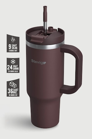 Stevig 2 Moods Tuck-in Tumbler Sızdırmaz Çelik Termos 900 Ml Chocolate Plum St-238 Bordo